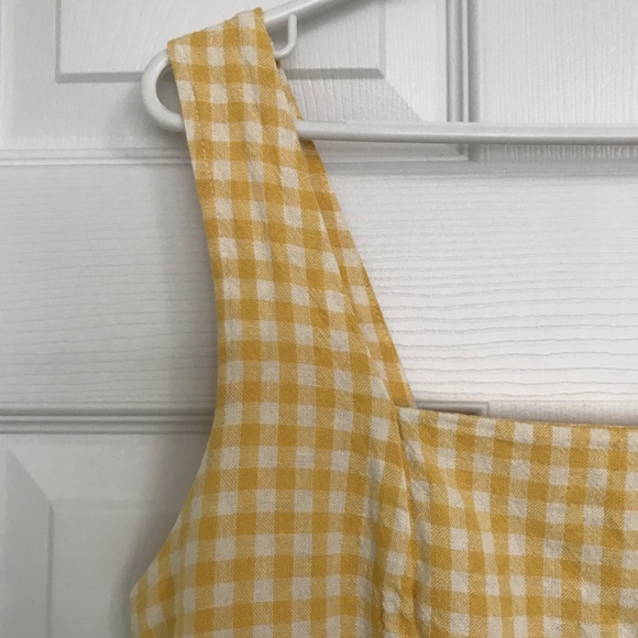 Old Navy Square Neck Linen Blend Mini Dress Yellow Gingham M Petite - Picture 6 of 16